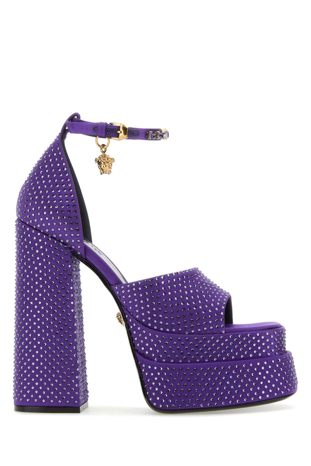 Versace Women Purple Satin Medusa Aevitas Pumps