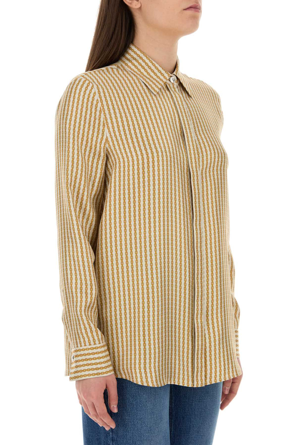 Versace Women Printed Silk Dress Shirt