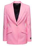 Versace Women Pink Single-Breasted Sports Jacket With Tonal Logo Lettering Print