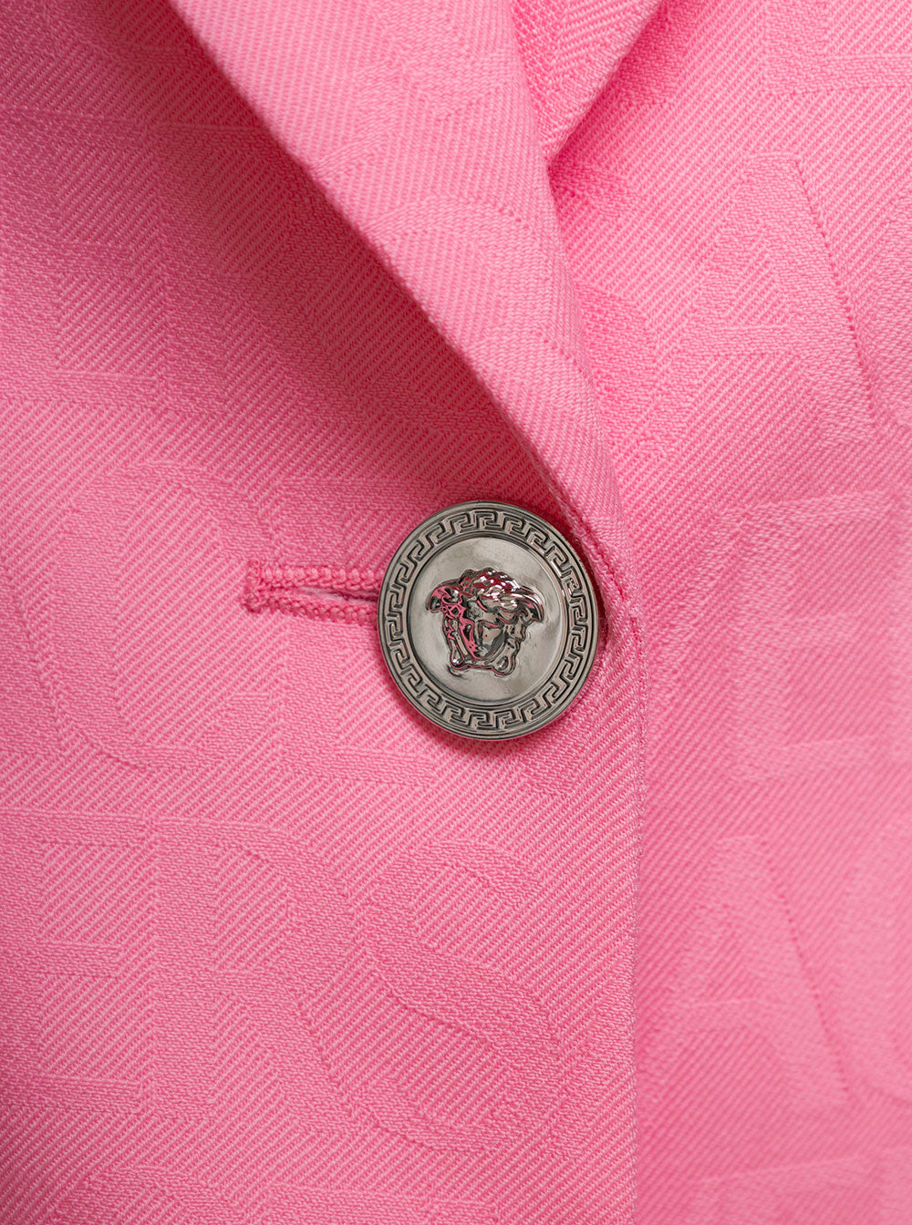 Versace Women Pink Single-Breasted Sports Jacket With Tonal Logo Lettering Print